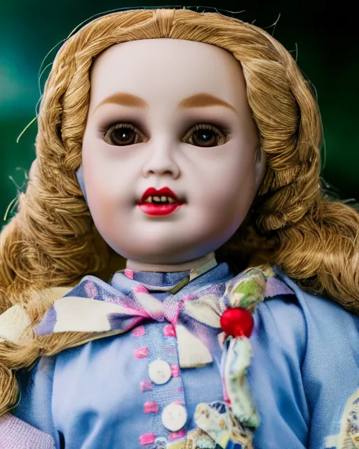 Prompt: high quality presentation photo of a cute Hilary clinton porcelain doll in the style of mark ryden photography 4k, f1.8 anamorphic, bokeh, 4k, Canon, Nikon