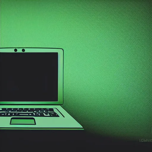 Image similar to computer nerd sitting in a dark room in front of laptop computer, green computer glow on face, digital illustration, illustration, detailed, symmetrical face,