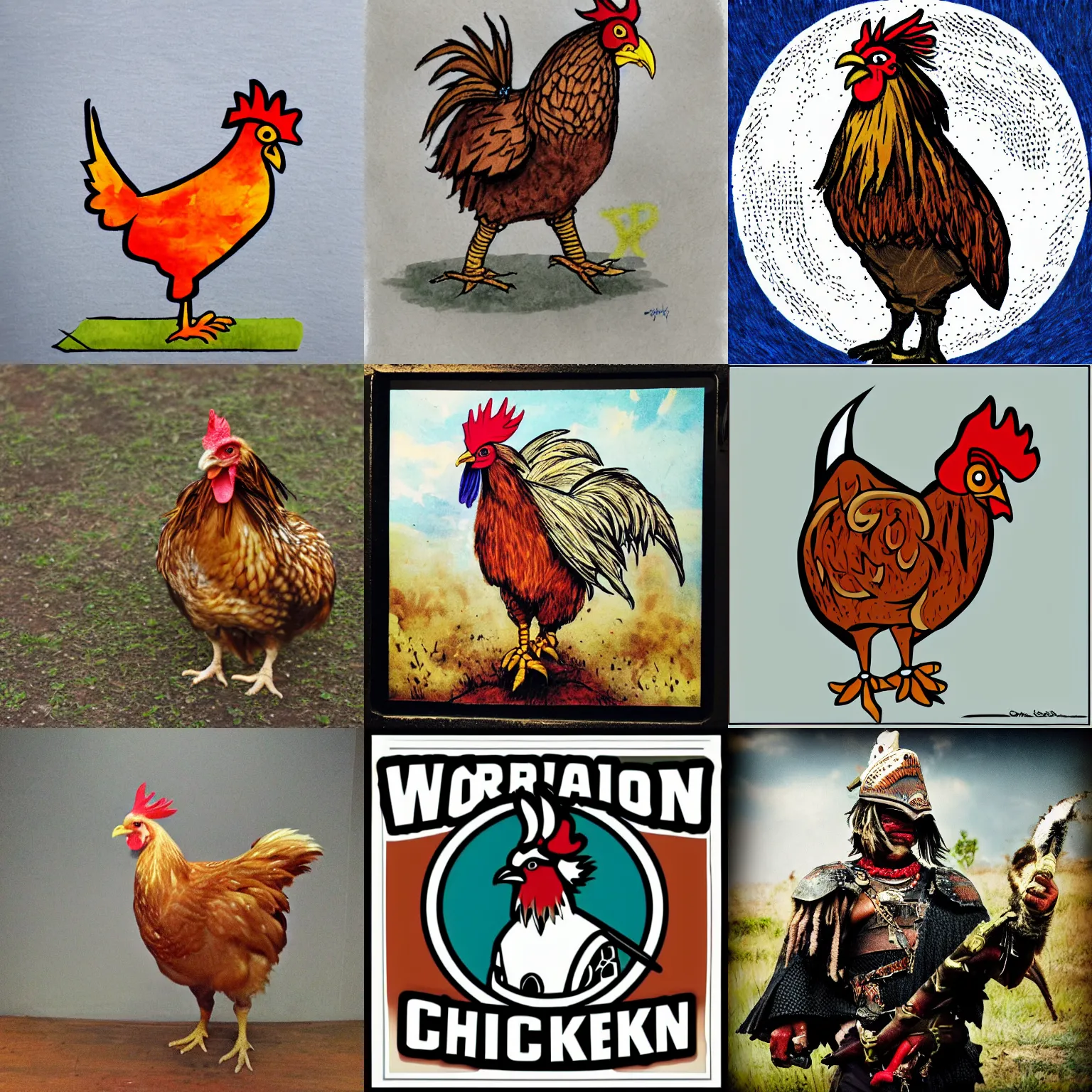 Prompt: warrior chicken