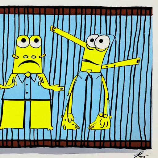 Image similar to A beautiful conceptual art. Reality becomes illusory and observer-oriented when you study general relativity. Or Buddhism. Or get drafted. watercolor & pen, Spongebob Squarepants by Jun Kaneko elaborate