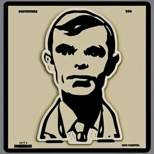 Image similar to die cut sticker individual alan turing silk screen butcher billy style