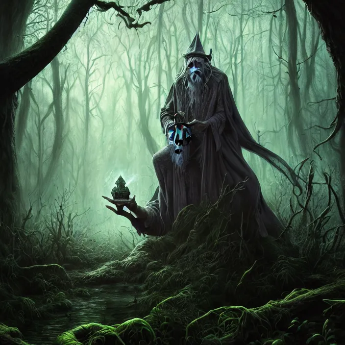 mystical wizard in haunted swamp, surrounded by | Stable Diffusion ...