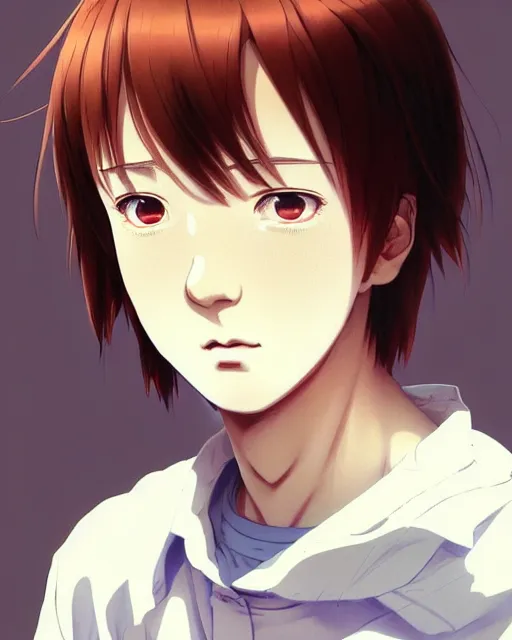 Image similar to portrait Anime as Yevgeny Morgunov actor man cute-fine-face, brown-red-hair pretty face, realistic shaded Perfect face, fine details. Anime. realistic shaded lighting by Ilya Kuvshinov katsuhiro otomo ghost-in-the-shell, magali villeneuve, artgerm, rutkowski, WLOP Jeremy Lipkin and Giuseppe Dangelico Pino and Michael Garmash and Rob Rey