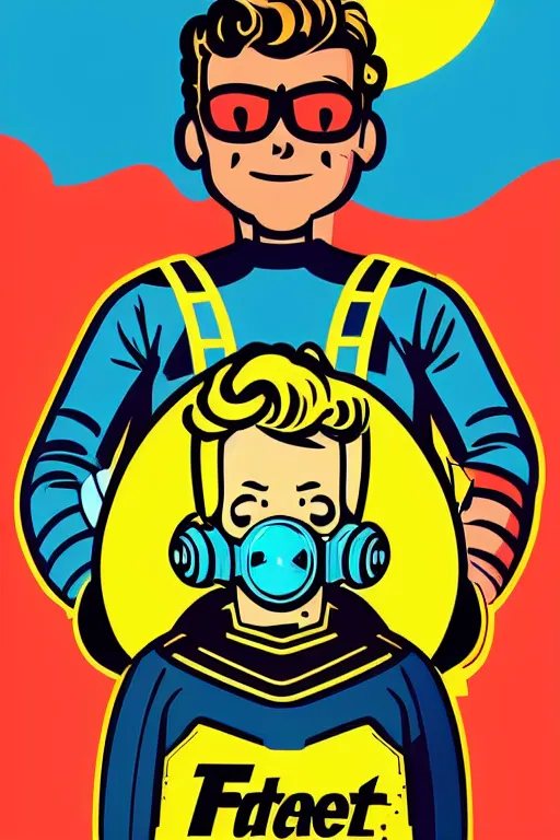 Image similar to fallout 7 6 retro futurist illustration art by butcher billy, sticker, colorful, illustration, highly detailed, simple, smooth and clean vector curves, no jagged lines, vector art, smooth andy warhol style