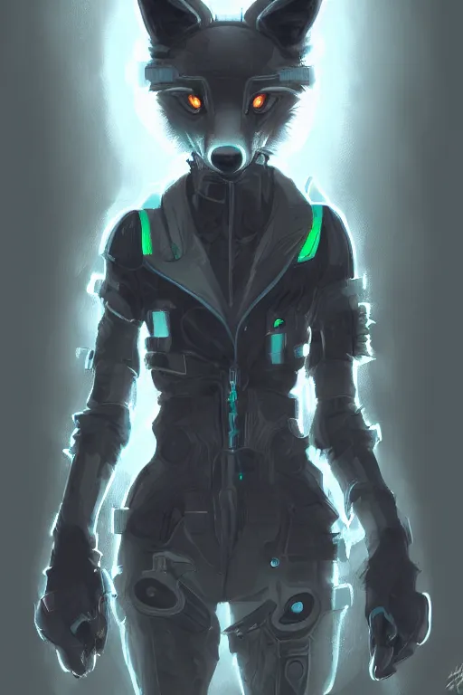 Image similar to an anthropomorphic cyberpunk fox, backlighting, trending on artstation, digital art, furry art, trending on furaffinity, fantasy art, by kawacy