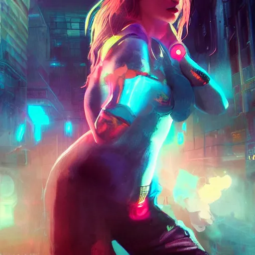 Prompt: instagram girl nora _ kyzy in neon future aether gear, hyperrealistic full figure, bladerunner street alley, art of elysium by frank frazetta and by jeremy mann and by alphonse mucha, fantasy art, photo realistic, dynamic lighting, artstation, full figure poster, volumetric lighting, very detailed face, 4 k, award winning