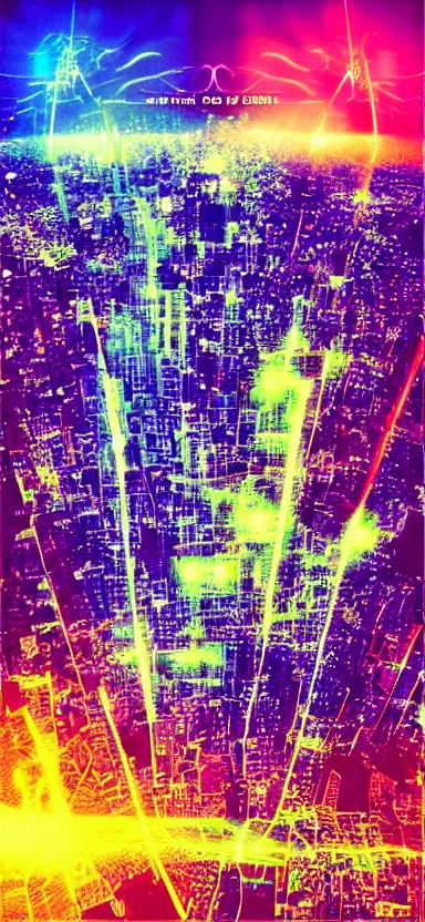 Image similar to “ city of lasers, digital art ”