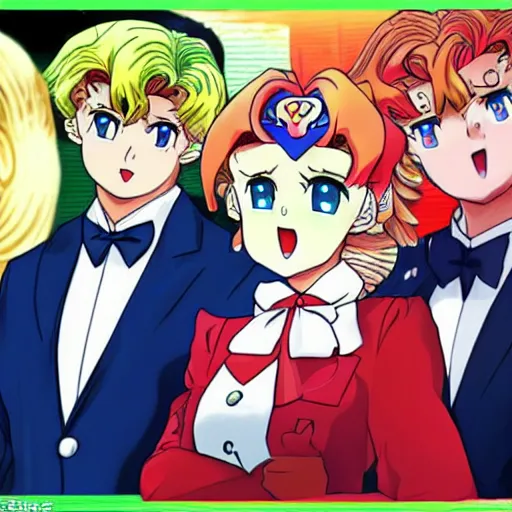 Image similar to lukashenko in style of sailor moon, anime, perfect faces, fine details