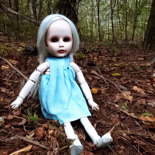 Image similar to broken doll in the woods, found footage