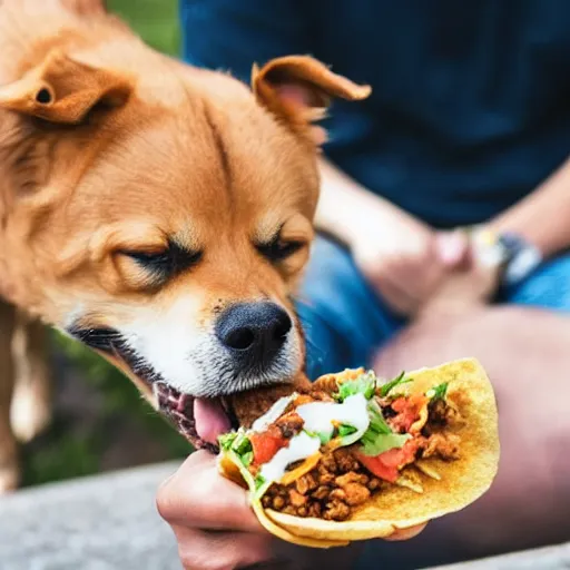 Image similar to a photo of a dog eating a taco