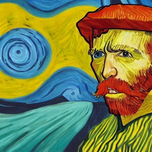 Image similar to pablo picaso painting in the style of van gogh