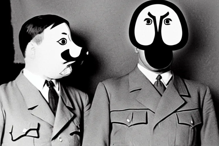 Prompt: hitler with pig's nose on face