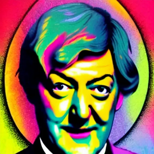 Image similar to rainbow stephen fry. pop art.