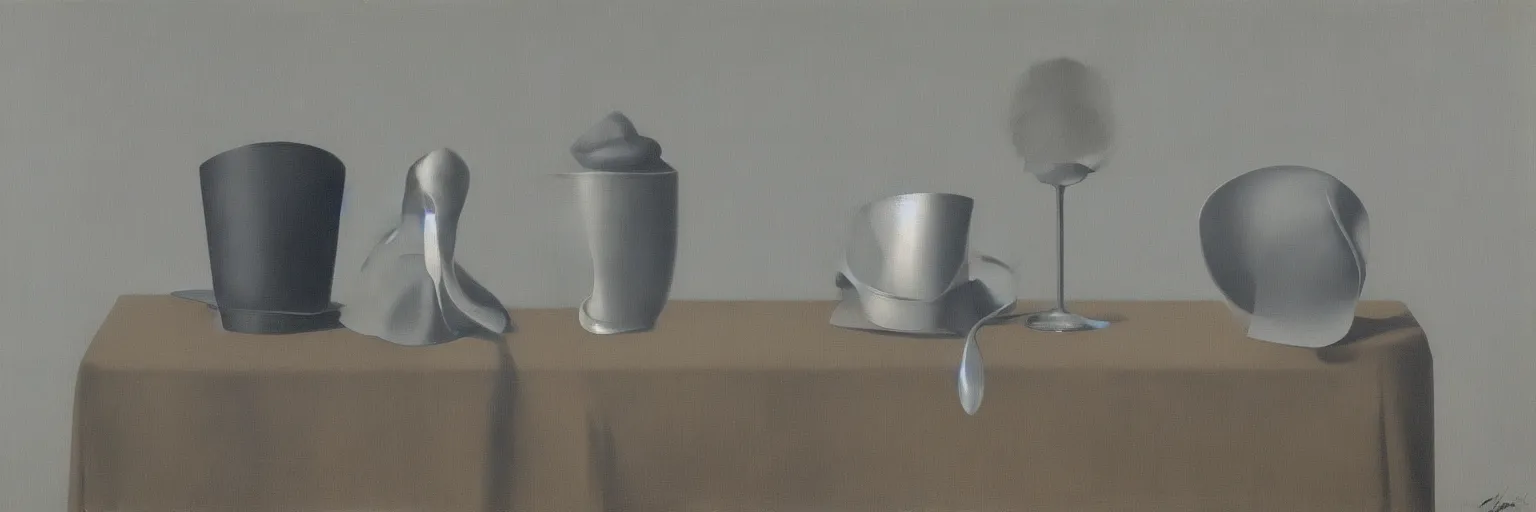 Image similar to silver ware painting magritte