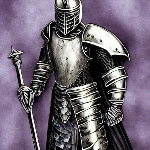 Prompt: knight full body portrait, metal knight armor, high detail, high quality, by kentaro miura