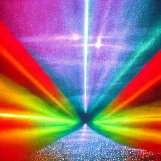 Prompt: rainbow beam of shiny light, vintage