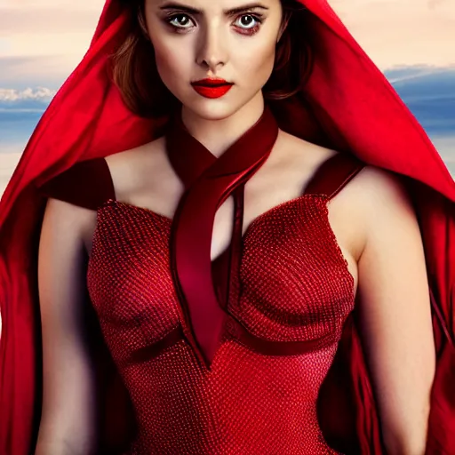 Image similar to ana de armas as scarlett witch, photoshoot portrait, marvel cinematic universe, epic light, 4k, realistic,