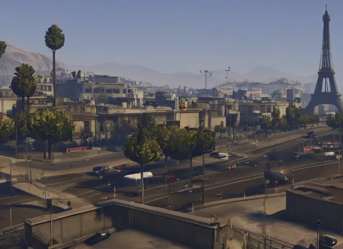 Prompt: Gameplay of the new Paris map in GTA 5