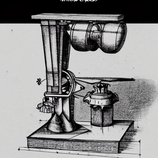 Prompt: various sketches of a mechanical coffee grinder in the style of leonardo da vinci, ultra detailed, scribbles, technical drawing, engineering blueprints