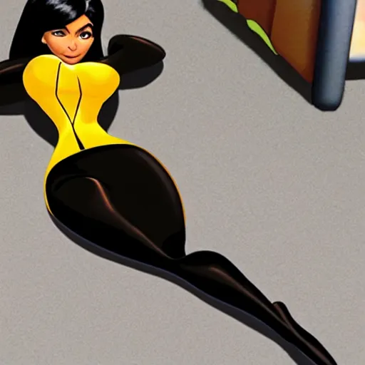 Prompt: kim kardashian as elastic girl from the incredibles