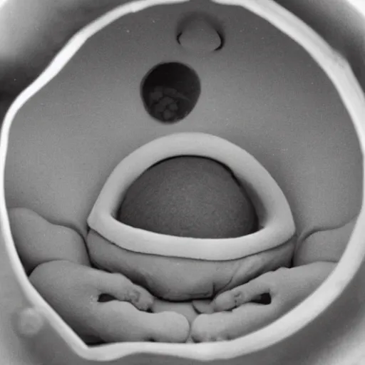 Prompt: embryology fetus development of a teletubbie