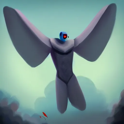 Image similar to an very happy upbeat humanoid mothman very stylized, slim, in the style of jihoon park, digital art painting, winning award image, matte painting, light colours, superb, trending in artstation