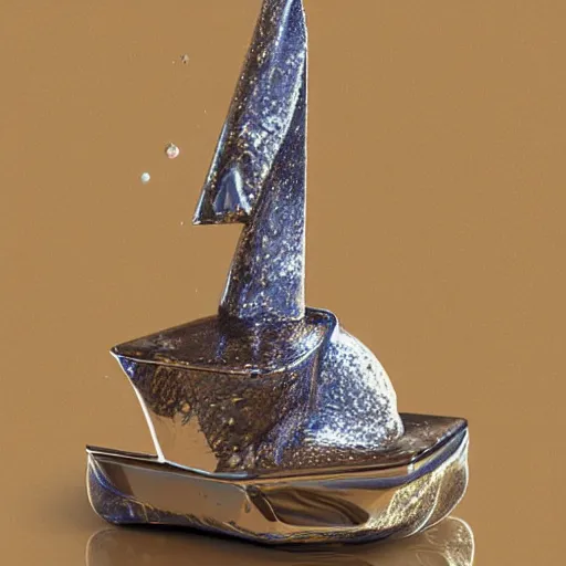 Image similar to a small liquid sculpture as a corvette, viscous, reflective, digital art