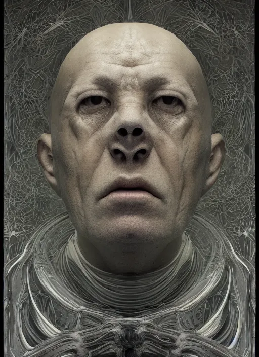 Prompt: portrait of janus bifrons, cinematic lighting, studio portrait against a black background, modern fine art, fractal, intricate, elegant, highly detailed, digital photography, subsurface scattering, by jheronimus bosch and yue minjun and giger and greg rutkowski,