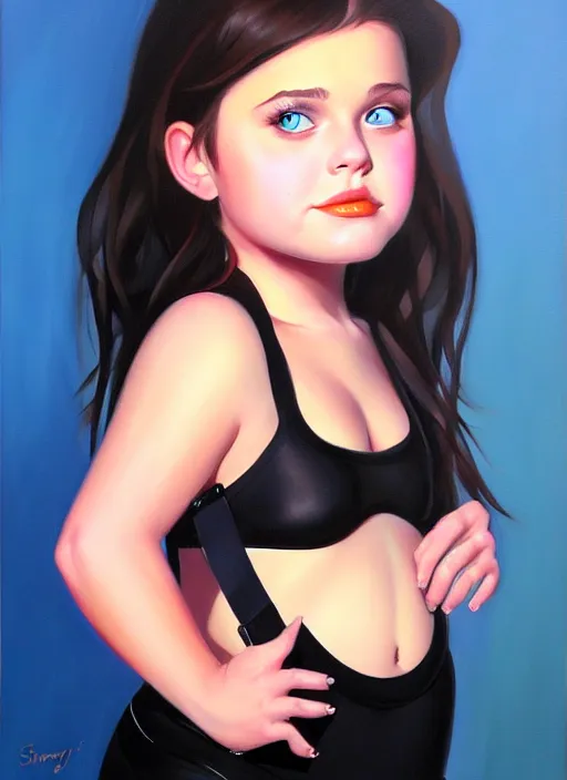 Image similar to portrait of cute young courtney cox as a bit chubby girl, painted by stanley artgerm, sleek curves, sharp focus, trending on artstation hq, deviantart