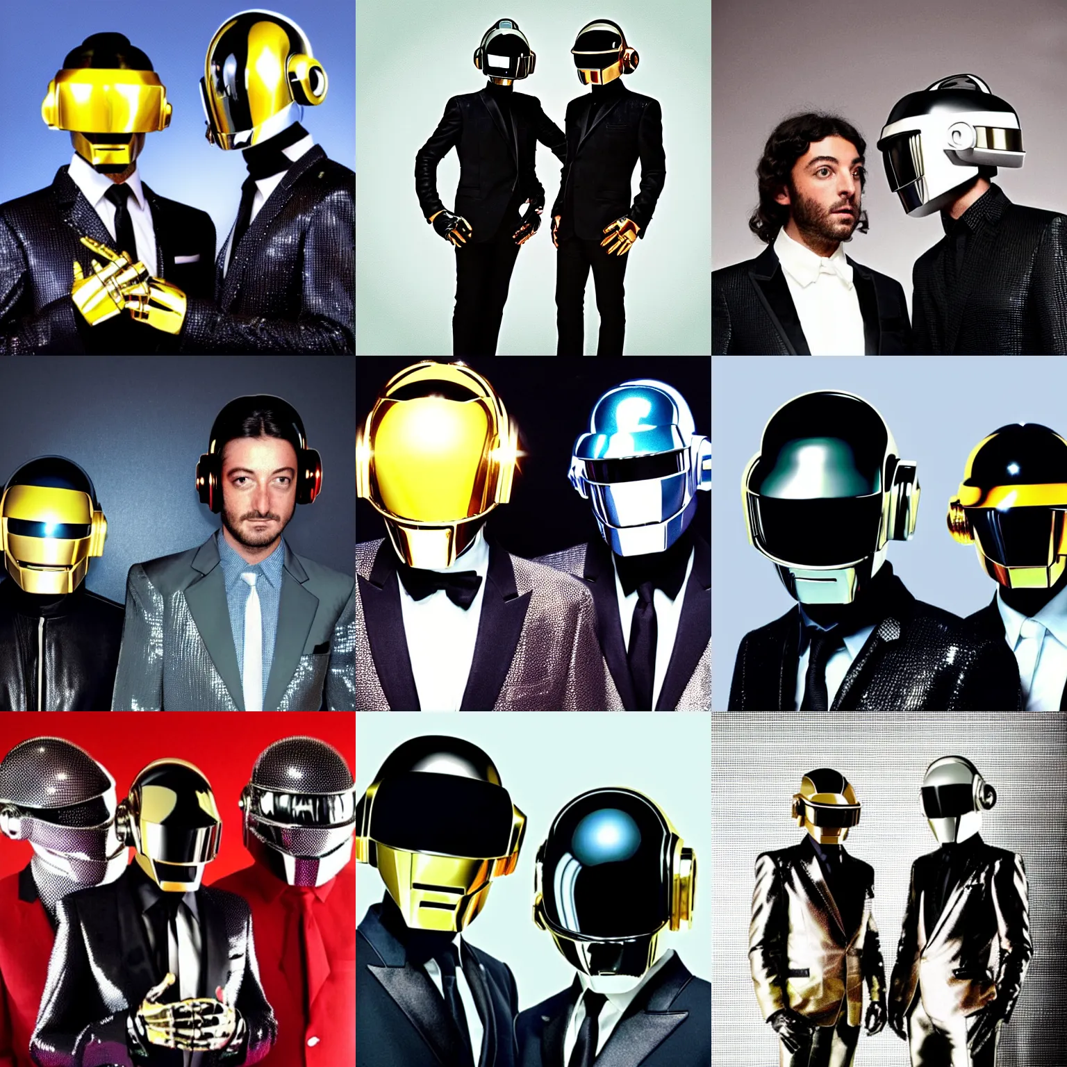 Prompt: daft punk without their helmet