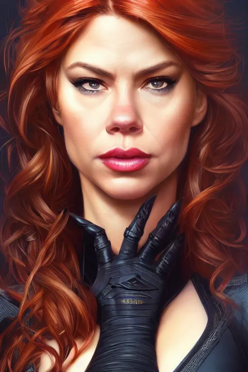 sofia vergara as black widow, realistic portrait, | Stable Diffusion