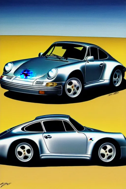 Image similar to porsche 9 5 9 sitting by the side of the road by syd mead