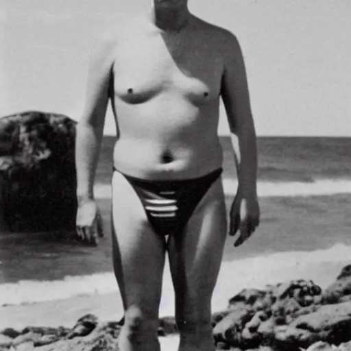 Image similar to donald trump wearing a bathing suit, 1 9 2 0 s