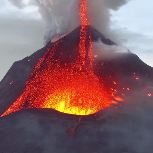 Prompt: a volcano erupting on a giant pizza