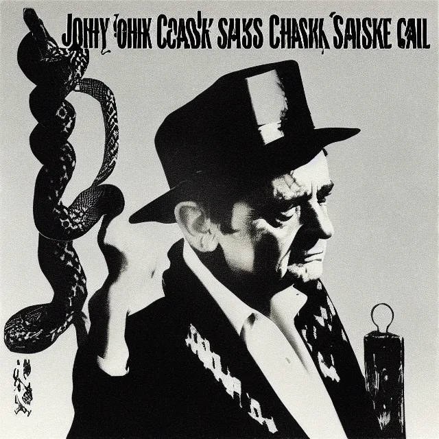 Image similar to album cover for Johnny Cash: The Snake Oil Tapes, album art by René Magritte, snake oil album, snakes, quack medicine, no text