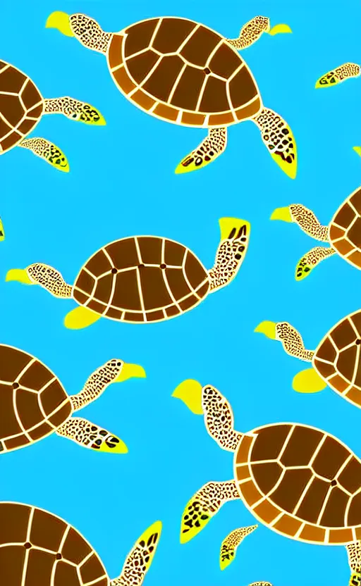 Prompt: sea turtles swimming in the ocean, vector art, illustration