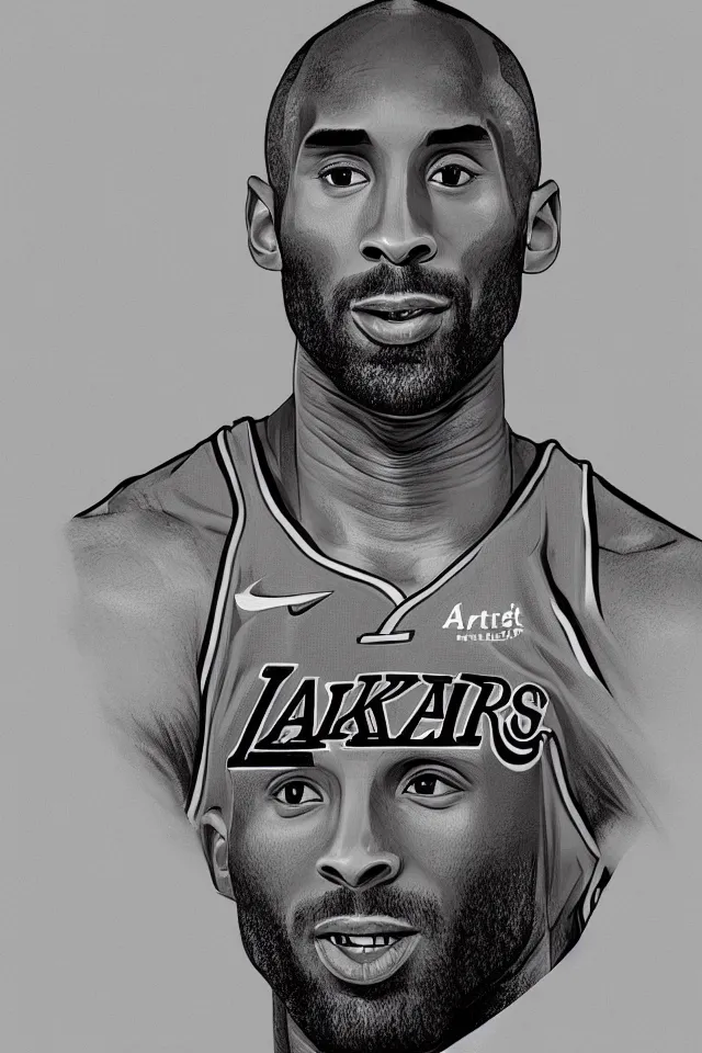 Image similar to centered detailed portrait of kobe bryant, by close, chuck, trending on artstation, 4 k hd wallpaper. premium prints available.