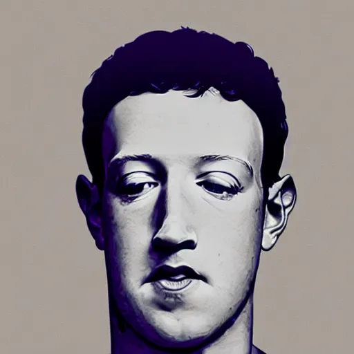 Prompt: Mark Zuckerberg, by Rene Magritte