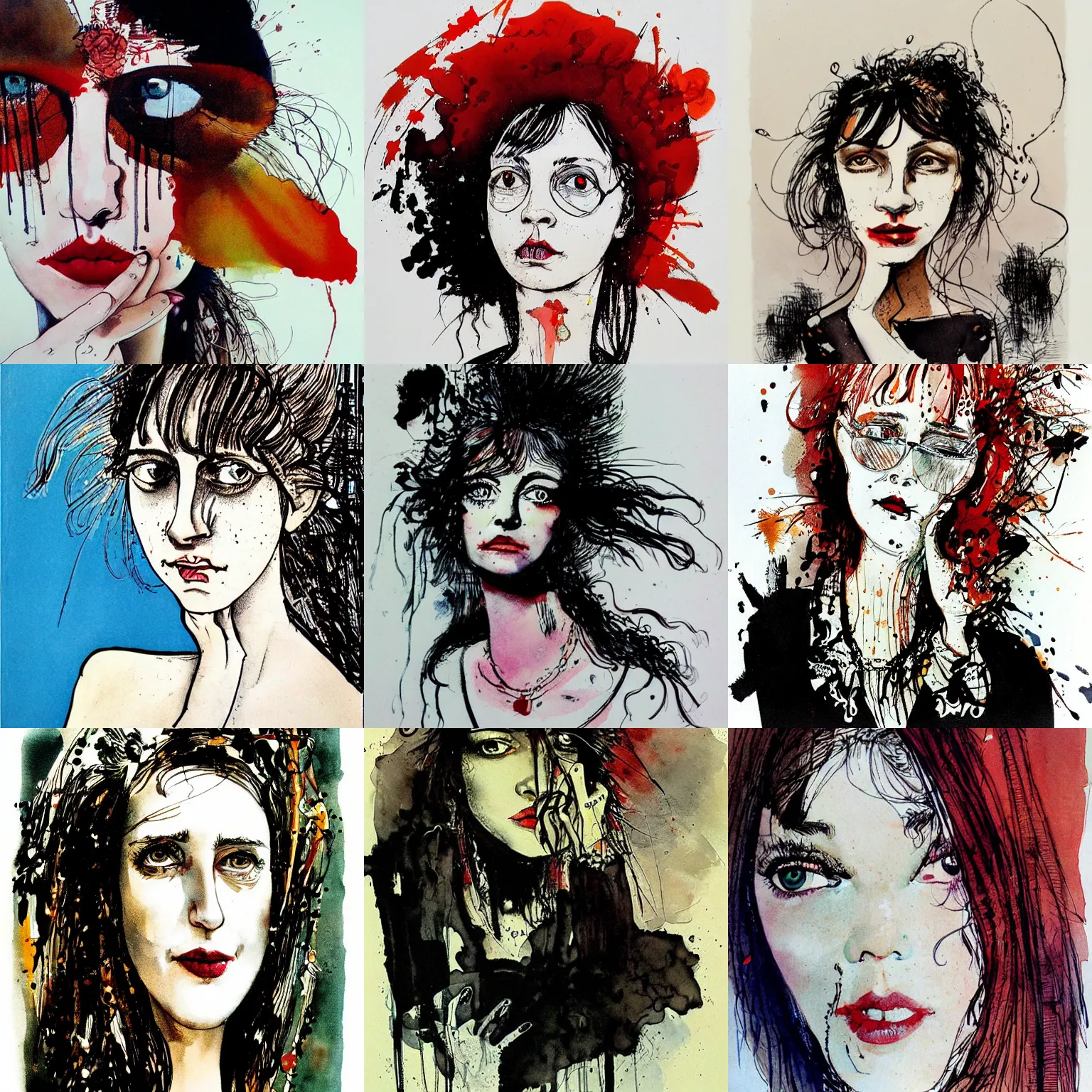 Prompt: beautiful woman portrait, by ralph steadman