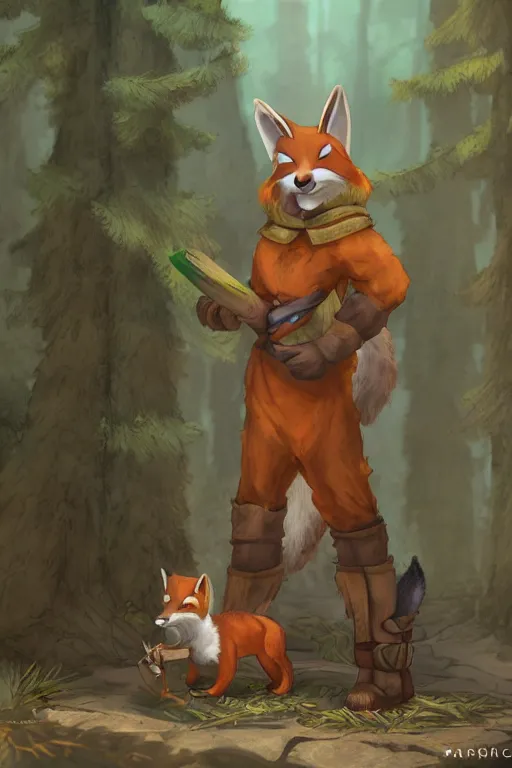 Image similar to a medieval fox furry fursona with a fluffy tail in a forest, backlighting, cgi, rendered in unreal engine, trending on artstation, cartoon