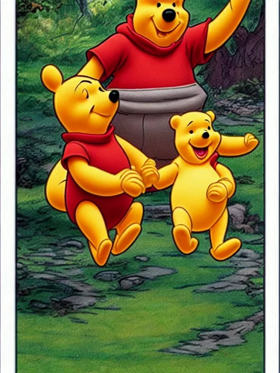 Prompt: Winnie the Pooh as a Magic the gathering card