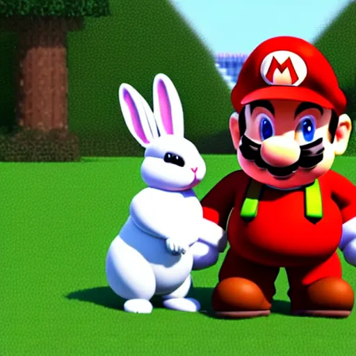 Image similar to real life big chungus dressed like mario, super mario with bunny ears, big chungus, fat bugs bunny, high resolution photo