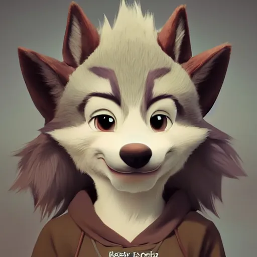 Prompt: portrait character design a cute fluffy wolf girl, style of maple story and zootopia, 3 d animation demo reel, portrait studio lighting by jessica rossier and brian froud and gaston bussiere