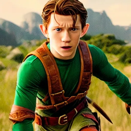 Prompt: Tom holland as link in legend of Zelda