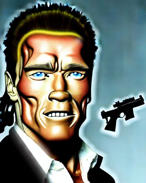 Image similar to arnold schwarzenegger as a damaged terminator