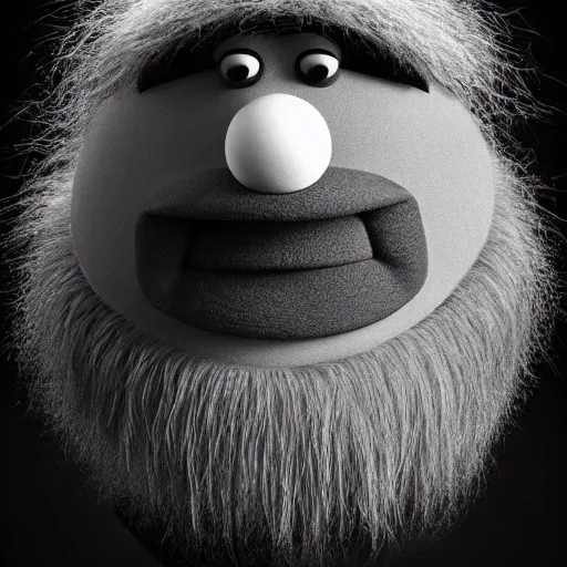 Image similar to a still of a forgotten muppet character looking very manly and modern, hilarious, laughing, hairy chest, huge chin, manly monster tough guy, roughled fur, photo real, photographic, photograph, artstation, trending, featured