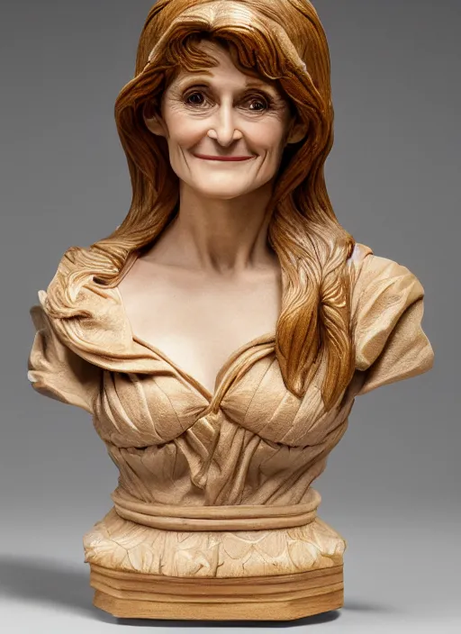 Image similar to high intricate bust of an margot kidder 1 9 7 0 carved from wood in baroque style, studio light, maria panfilova, andrea savchenko, mike kime, ludovic plouffe, qi sheng luo, oliver cook, trending on artstation