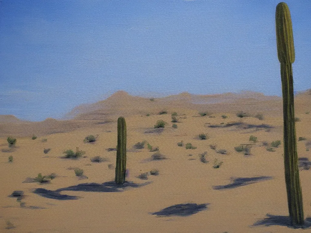 Image similar to Trailer park landscape in the desert near the oasis painting by Alison Elizabeth Taylor