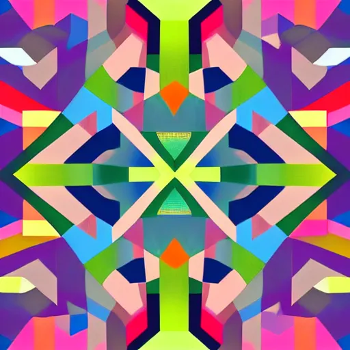 Prompt: create an abstract image using geometric shapes in different colors and shades.