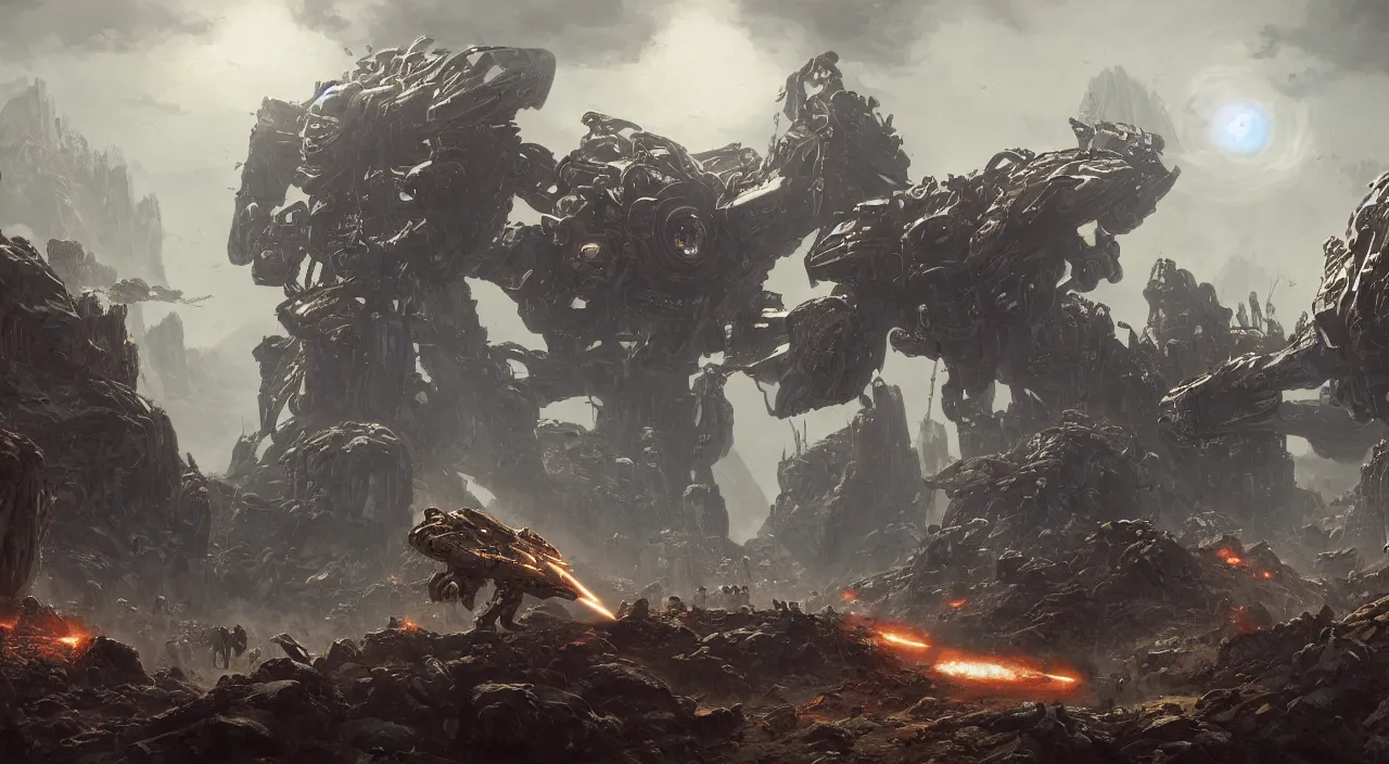 Prompt: a beautifully ultradetailed painting of the contra space war, monster, robot, army, bill rizer, by raphael lacoste, eddie del rio, greg rutkowski, 4 k, unreal engine